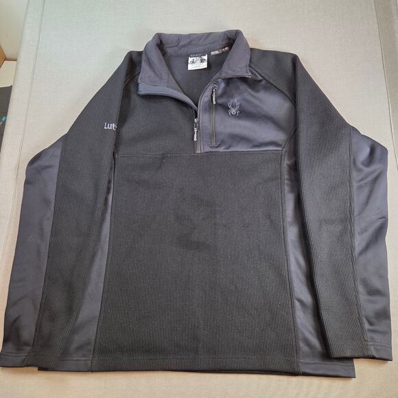 Spyder Men’s XXL Quarter Zip Pullover Black Gray Fleece 229517 Luther Logo - Picture 1 of 16